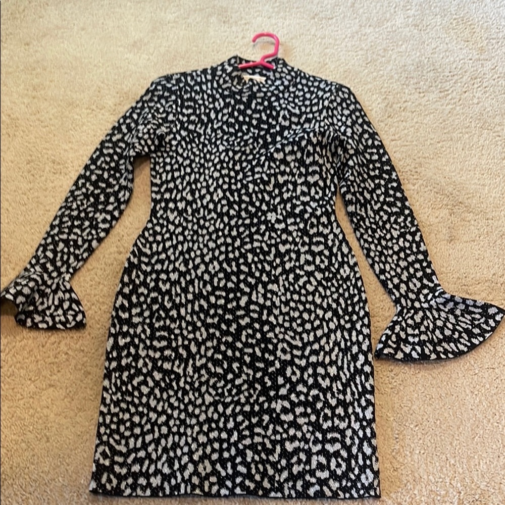 MICHAEL Michael Kors Black and White Long Sleeve Dress